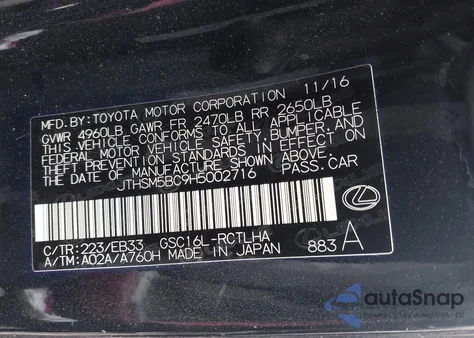 2017 Lexus Rc 300 z USA, uszkodzony, nr VIN JTHSM5BC9H5002716